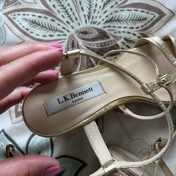 L.K. Bennett Gold Espadrille Platform size 37 - Picture 2 of 7